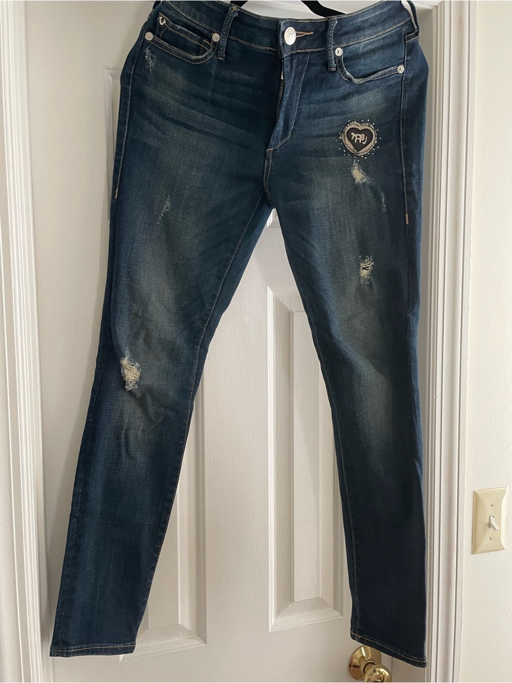 True Religion Women's Skinny Jeans in Dark Indigo Blue